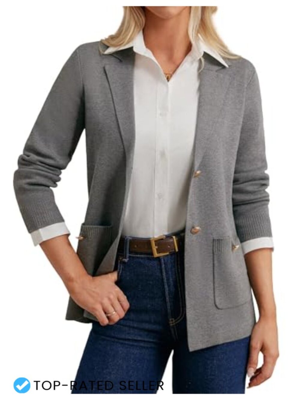 Knit Blazer Women Business Casual Work Cardigan Open Front Jacket
